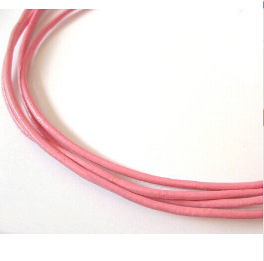 10 metri/lotto Dia 2mm Rotondo 100% Genuino Cavo di Cuoio per Gioielli FAI DA TE Fare Braccialetto Della Collana Del Cavo Accessori F593: pink