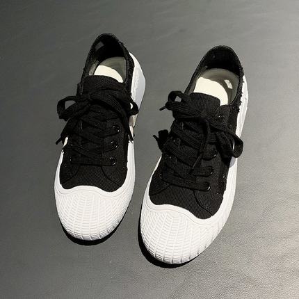 Lærredssko kvinders forår, sommer og efterår casual all-match åndbare flade sneakers i stor størrelse