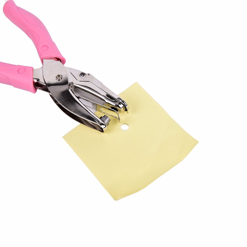 Hand-Held Cirkel Perforator Papier Punch Voor Wenskaart Scrapbook Notebook Puncher Hand Tool Met Roze Grip