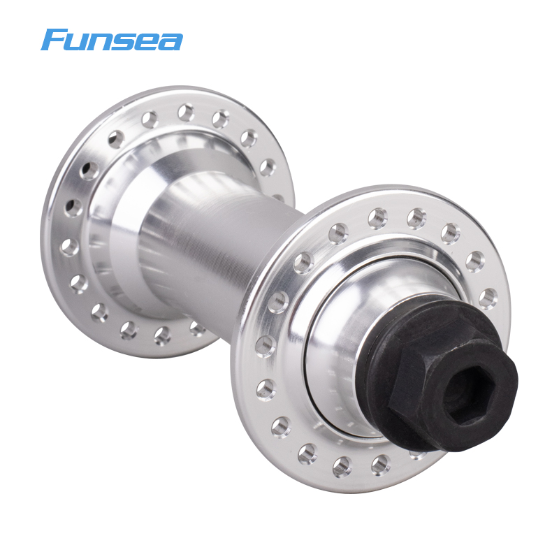 Funsea bmx peças liga cubo dianteiro acessórios bicicleta de 36 furos para 14g falou cubo bicicleta rolamentos selados eixo fêmea 8mm porca: Cinza claro