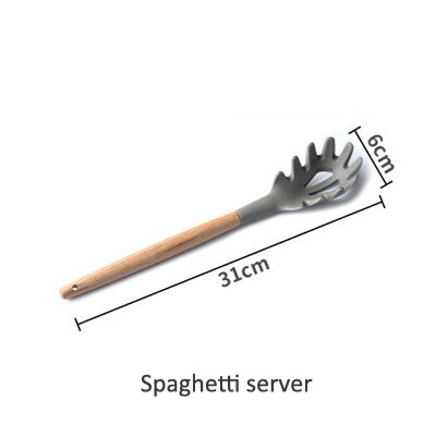 Ermakova trehåndtak kjøkken baking kokekar ikke-pinne varmebestandig silikon hullsleiv skrape øse børstevisp: spaghetti server