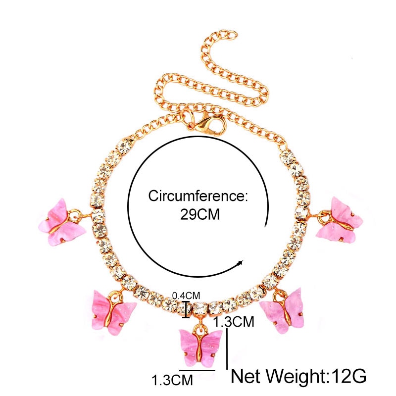 Korean Butterfly Pendant Bracelet for Women Gold Silver Color Shiny Rhinestone Bracelet Jewelry Party