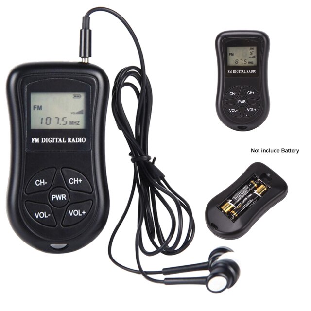 Portable Radio Battery Operated FM 60-108MHz Radio DSP Receiver LCD Display with 3.5mm Earphone: Default Title