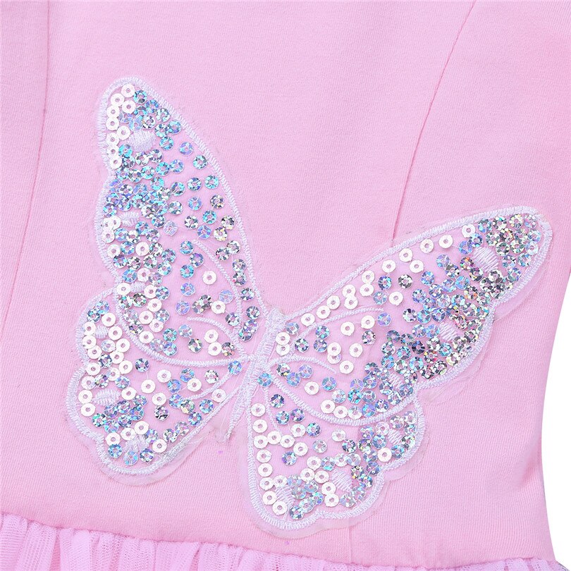 IEFiEL dziewczyny bawełna Tulle z długim rękawem cekinami taniec baletowy gimnastyka trykot tutu sukienka dzieci sukienka na występy