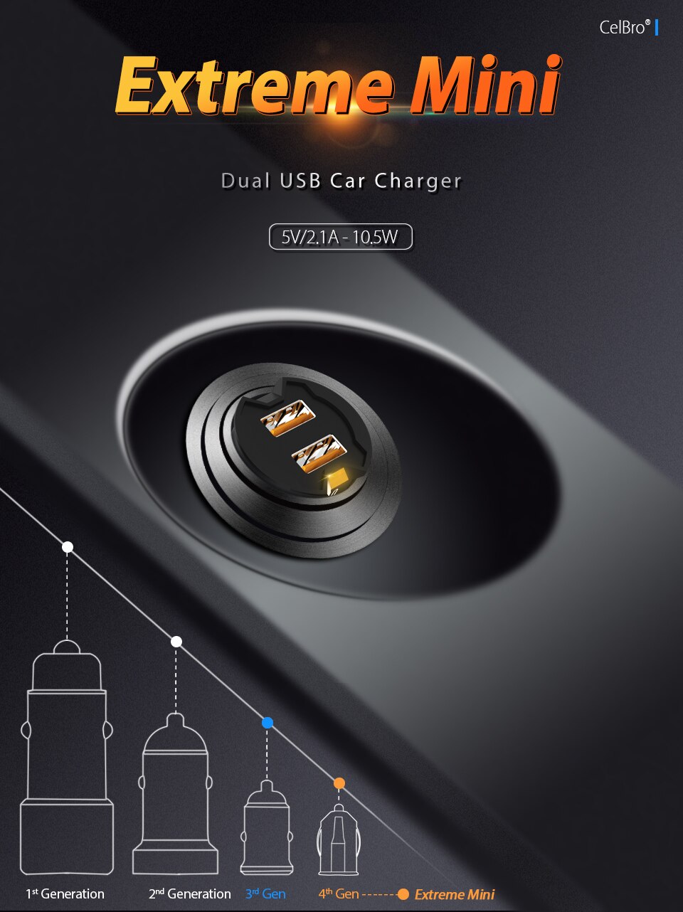 Adaptador de cargador de coche oculto Mini USB Dual 2.1A para samsung galaxy A5 j7 A8 j3 j5 s7 S6 edge S8 note 8, cargador de coche