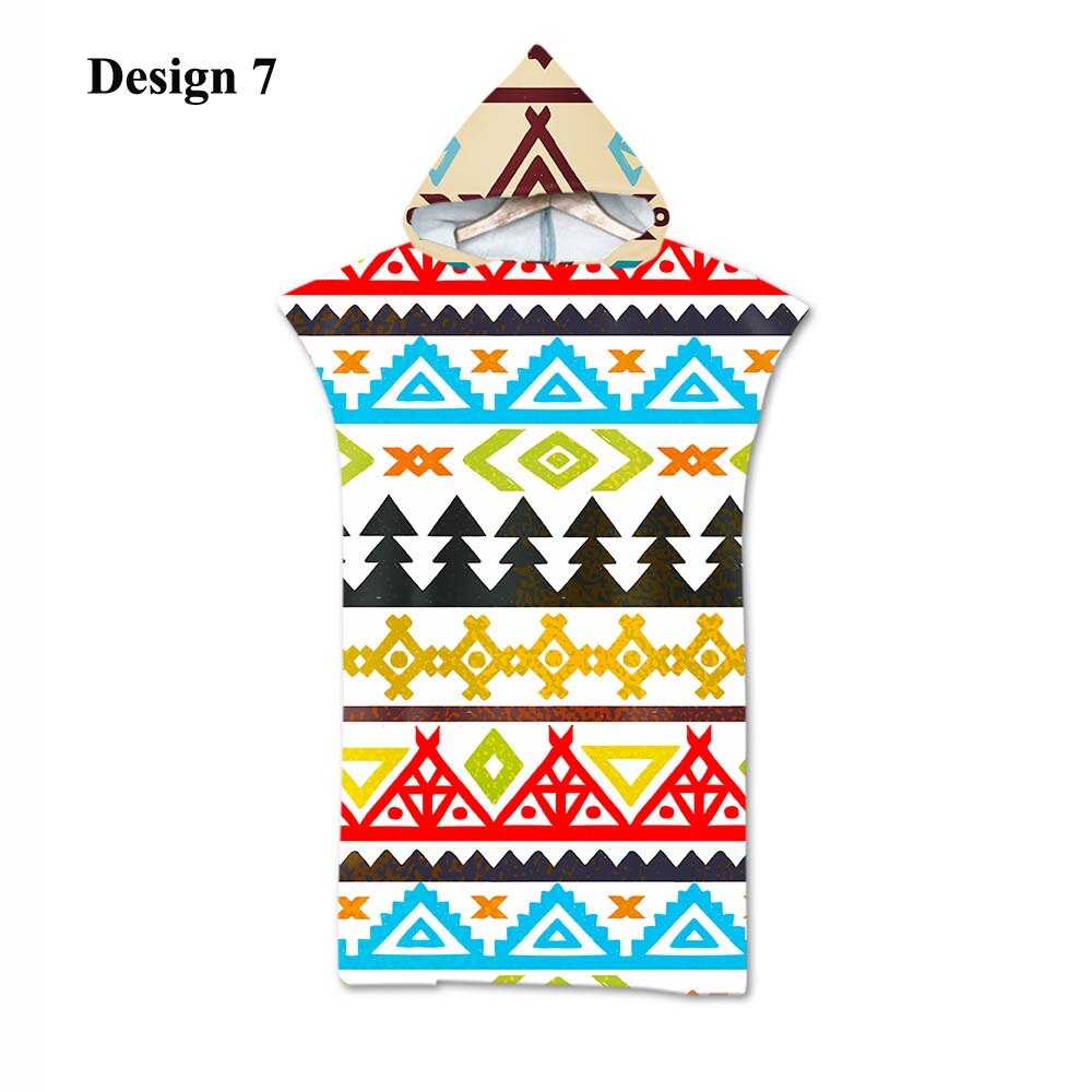 aztèque bohème géométrique Triangles Zigzags diamants rayures imprimer grand adulte Poncho à capuche piscine bain serviette de plage: Design 7
