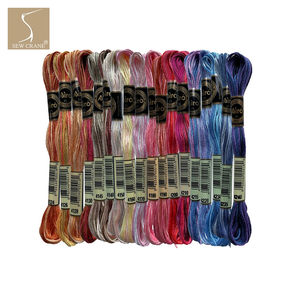 Color Variations Embroidery Floss Pack Variegated Cross Stitch Thread Bonfire Gold Arctic Sea Blue Rose Petals Purple, 8.7 Yard