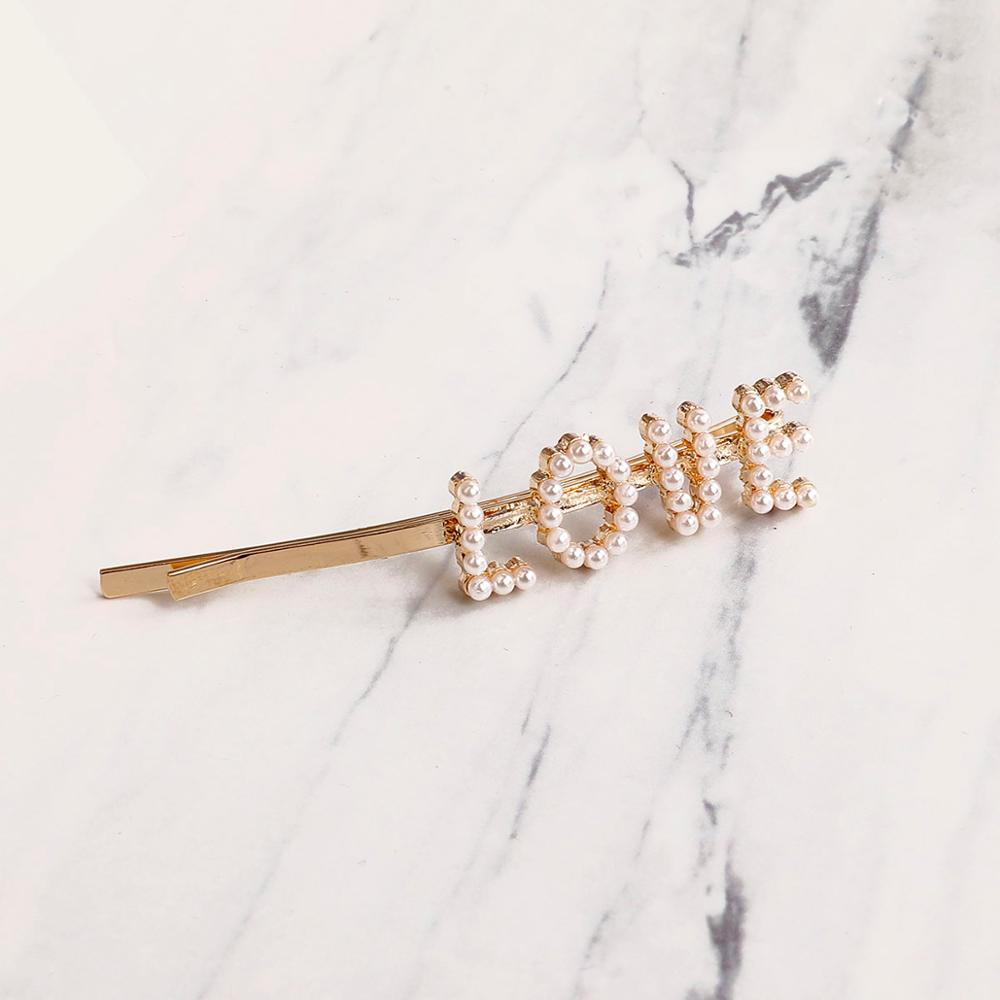 neue brief wort perle kristall haarnadel hairgrip haarspangen haar clip haarspange ornament haar zubehör: LOVE