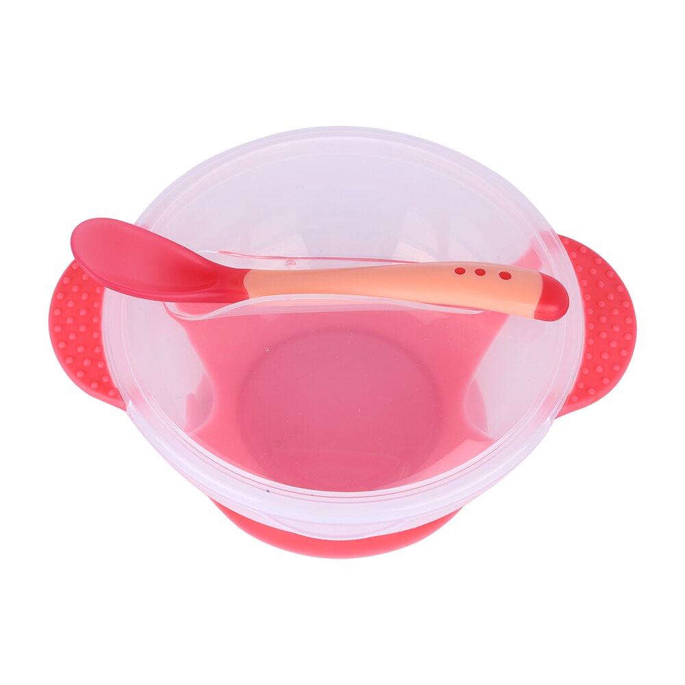 Baby Tableware Dinnerware Suction Bowl with Temperature Sensing Spoon baby food toddler boy girl dinner Feeding Bowls dishes