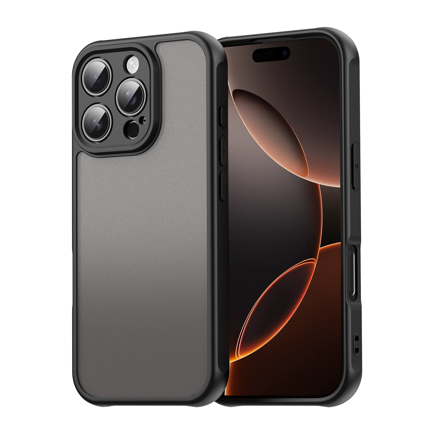 Funda de teléfono mate a prueba de golpes para iPhone 14 15 Pro Max Plus iPhone14 Pro Max, funda trasera acrílica de silicona suave: nailon / Negro