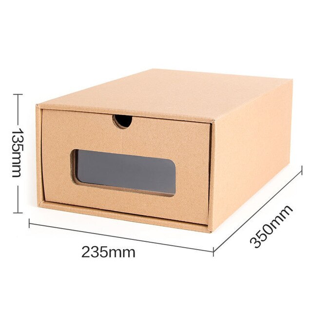 Thickened Kraft Cardboard Box Transparent Drawer Shoebox Men And Women Finishing Storage Box Paper Shoes Box: Mixed Color