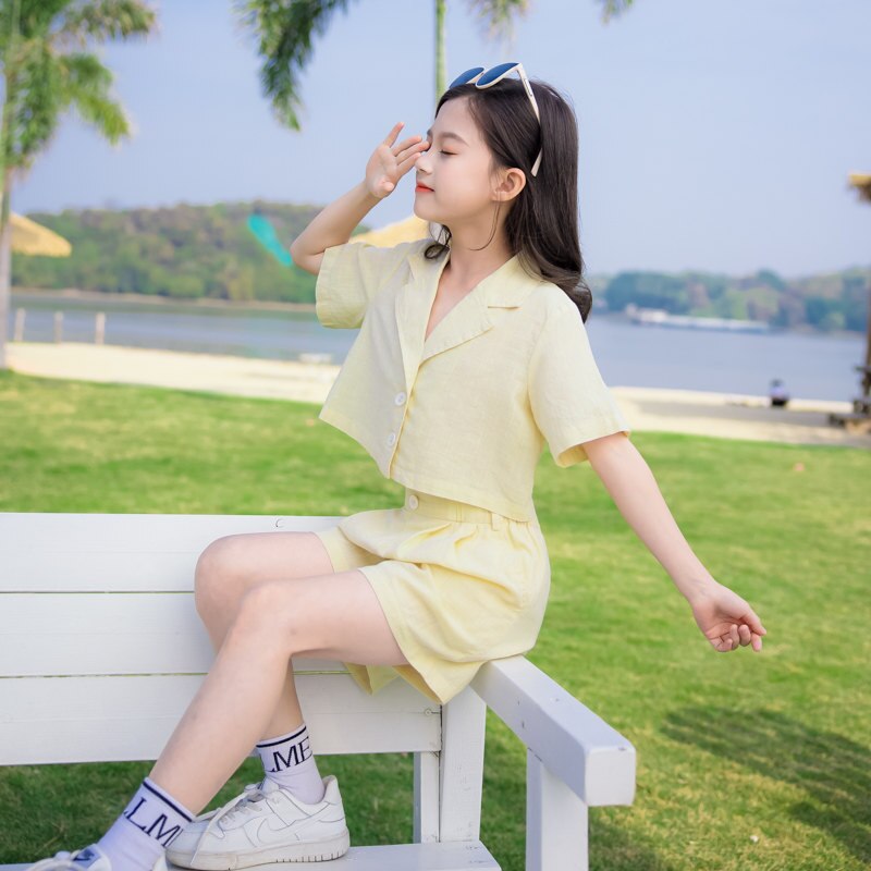 Mädchen Kleidung Anzug Blazer + kurze Hose Teenager Mädchen Sommer 2 stücke Kleidung einstellen Koreanisch lässig Stil Kind Outfits 5 6 8 10 12 14 jahre alt
