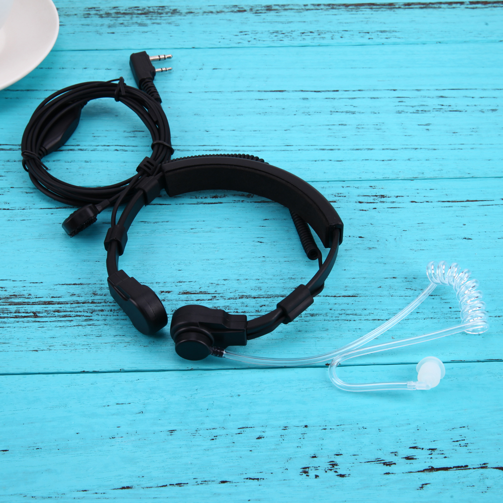 2 Pin Covert Acoustic Tube Earpiece Headset PTT Throat MIC for Baofeng UV5R