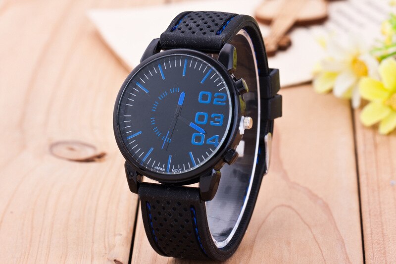 digital dial leather strap Casual Exquisite Precision High-end Simple Men's Quartz watch: 1