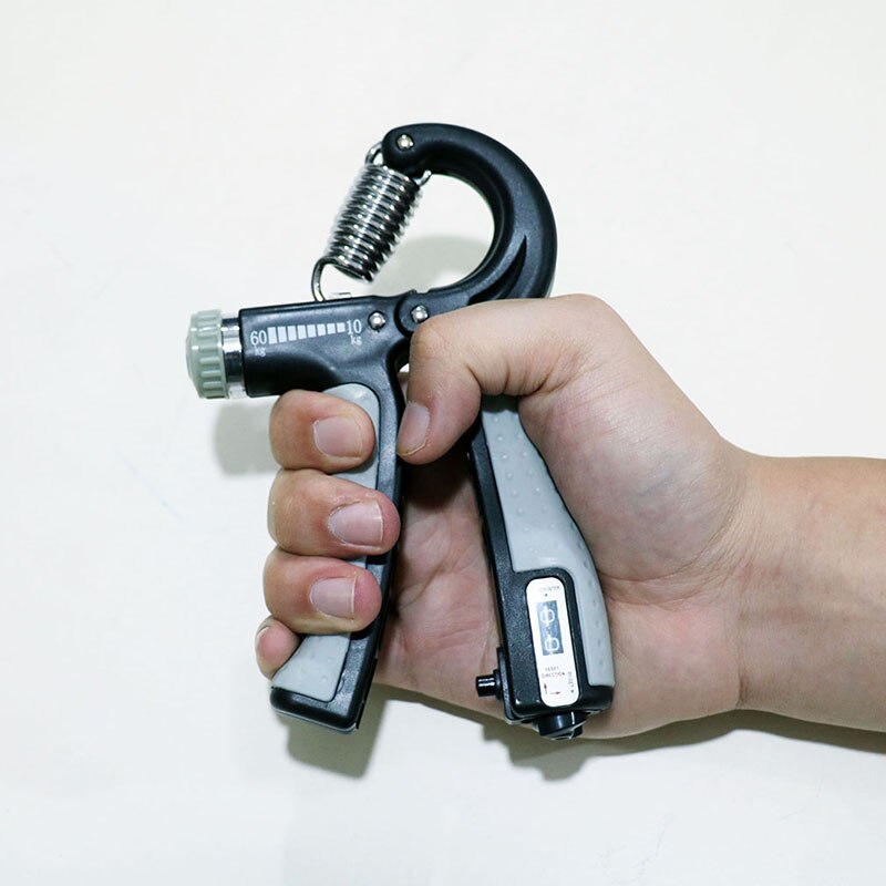 Gym fitness håndgreb mænd justerbar finger tung træner styrke til muskel opsving hånd gribetræner: Grå