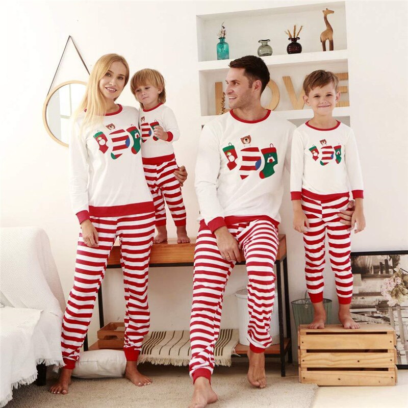 Familie matchende tøj julepyjamas sæt familie look tøj voksne børn pyjamas baby pige jule nattøj jakkesæt