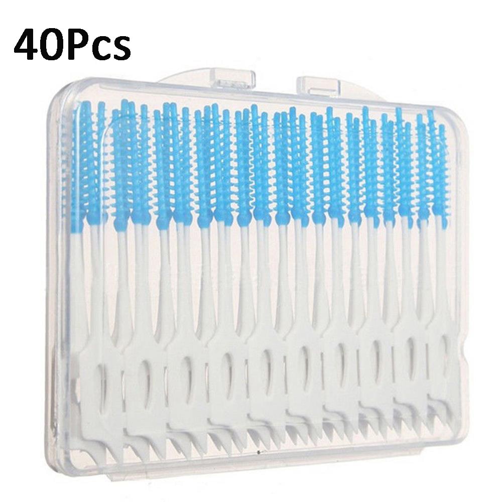 Tilfældig farve! 40 stk/pose nyttige mellemtandtrådsbørster tandtænder mundpleje rent rengøringsværktøj