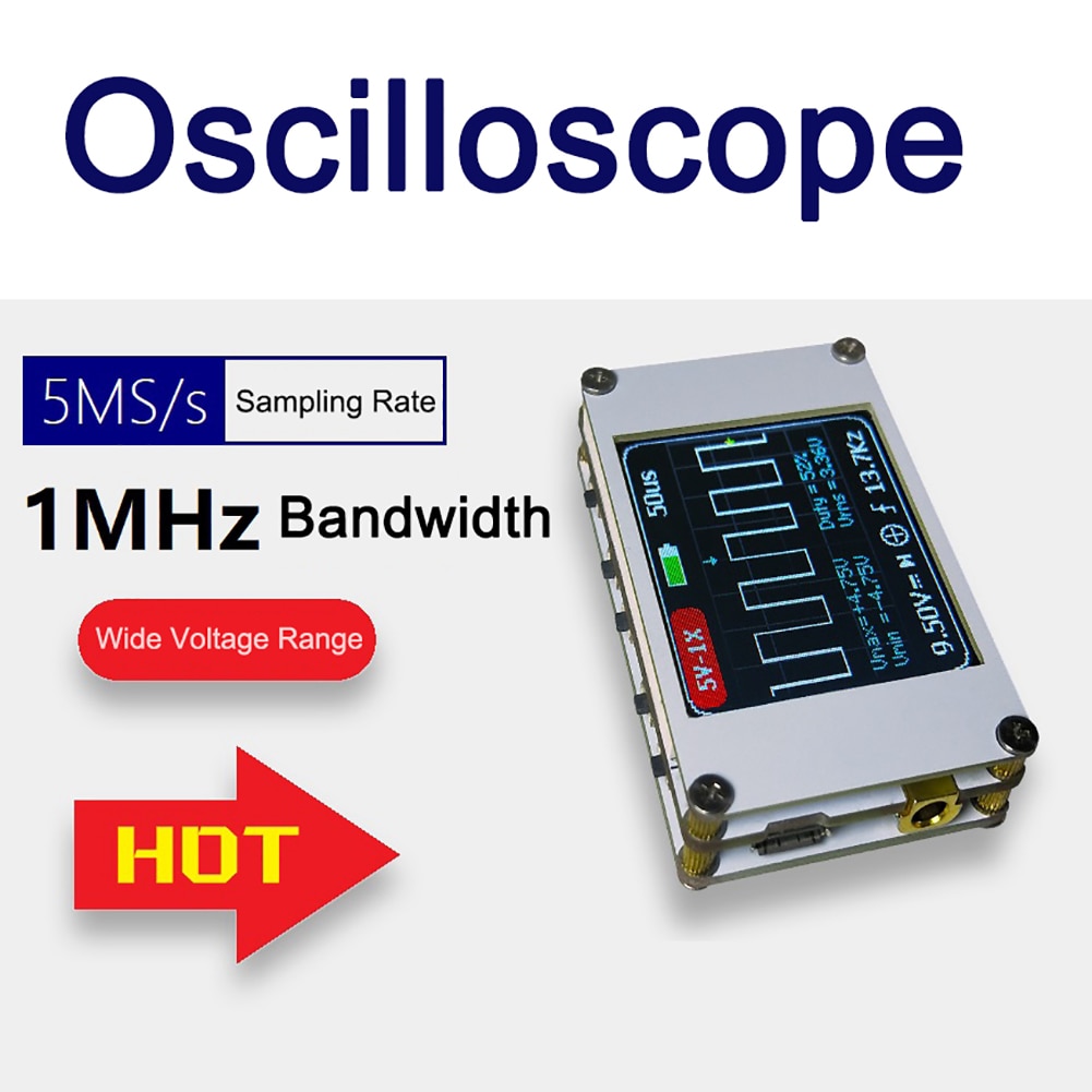 DSO188 Mini 1.8 pouces 1CH TFT LCD écran numérique Portable stockage Oscilloscope 1MHz bande passante 5M taux d'échantillon stockage de forme d'onde