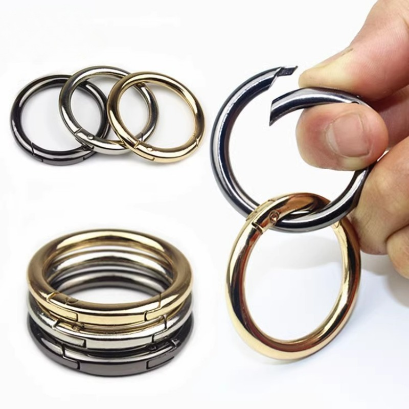 10/50pcs Metal O Ring Spring Clasps for DIY Jewelry Openable Round Carabiner Keychain Bag Clips Hook Dog Chain Buckles Connector
