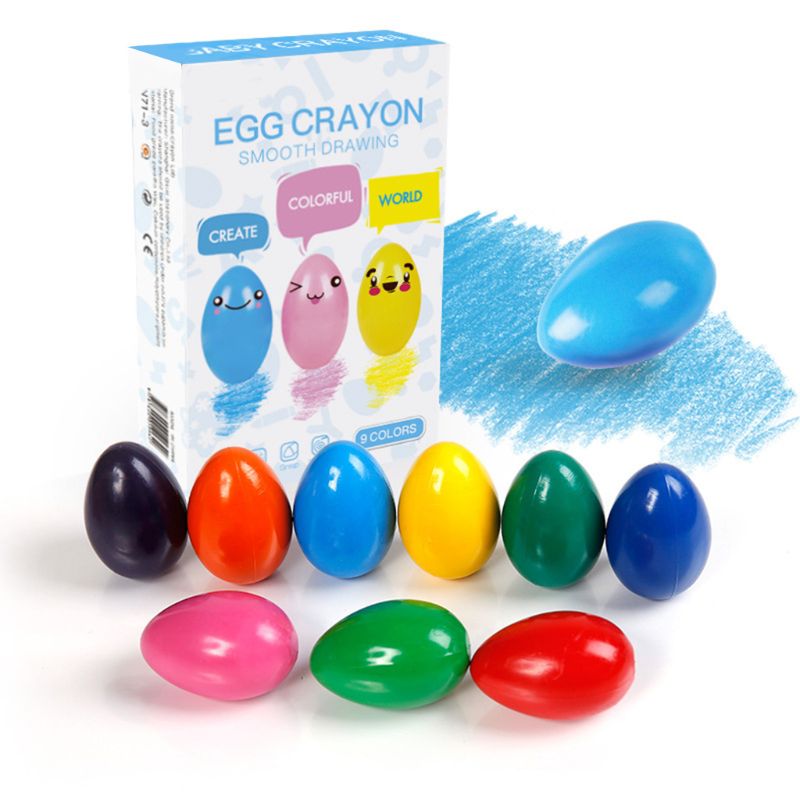 9 farver solid ægform voksfarve ikke giftigt vaskbart maleri tegning voks til baby børn børn pædagogisk kunstforsyning  c26