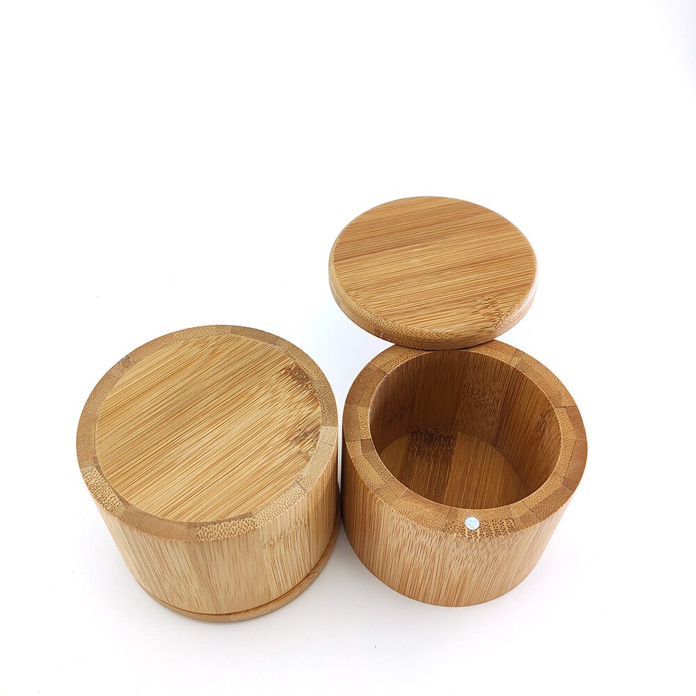 Bamboe Ronde Zout Doos Met Magneet Keuken Bamboe Pot Bamboe Kan Bamboe Container Gebruikt Voor Thee Of Koffie Of Suiker