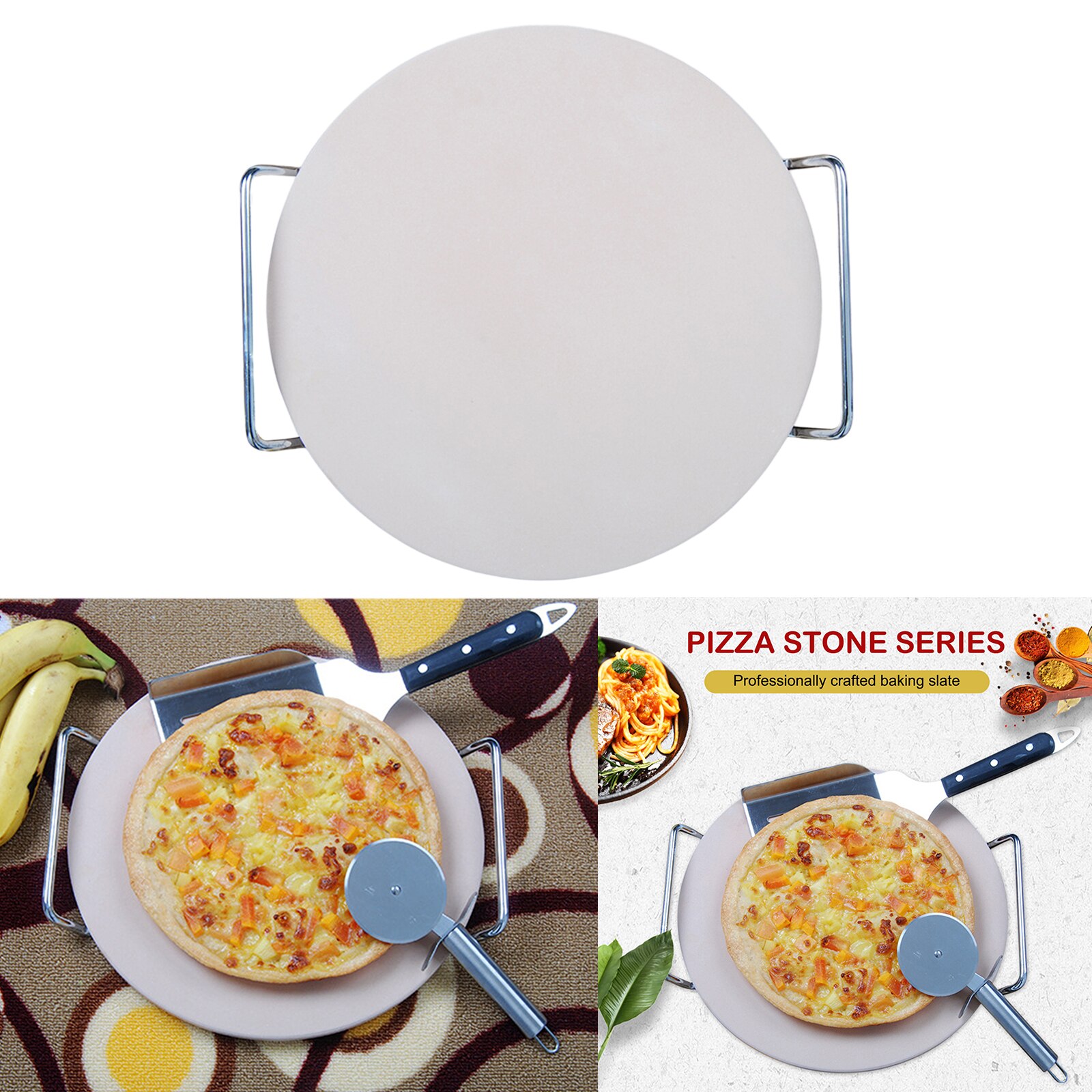 Pizza Grilling Stone Non-stick Baking Slate Stoneware Smooth Surface Thermal Resistant for Ovens Grills for Crispy Crust Pizza