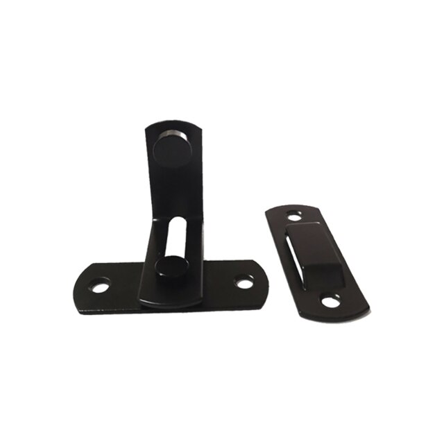 Barn Door Cast Steel Hook Latch Lock Decoration Right Angle Sliding Door Buckle: Black