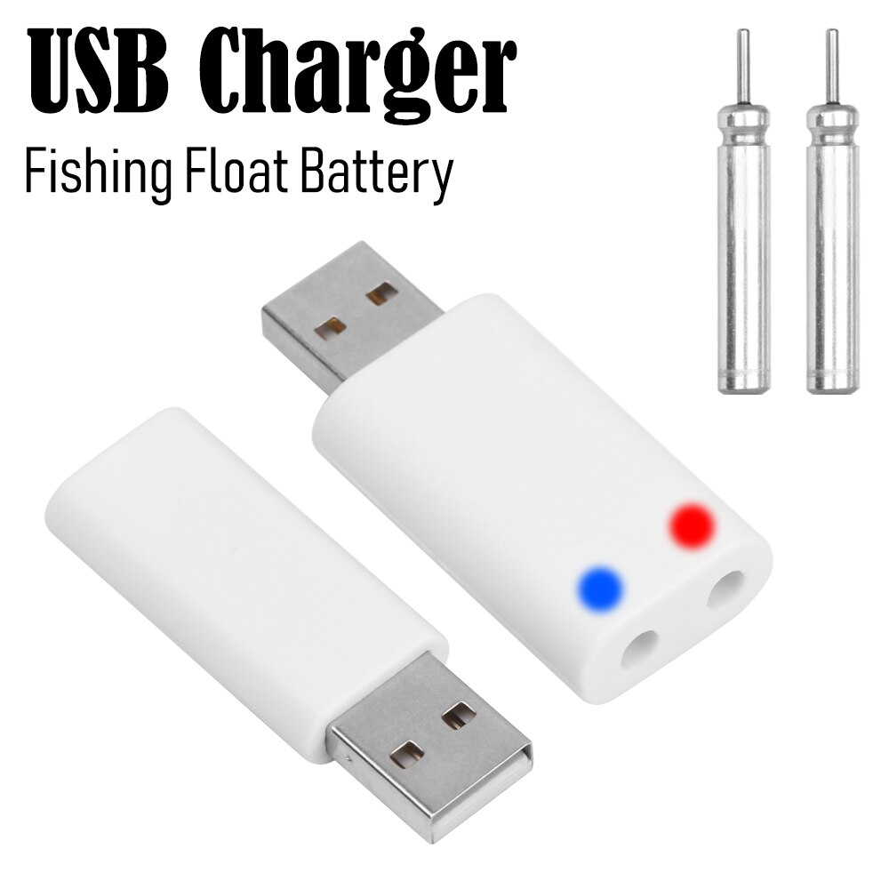 2 Pcs Float Batterij + 1Pc 1/2 Gaten CR425 Visserijvlotter Batterij Usb Lader Elektronische Batterijen Duurzaam Night Vissen accessoires