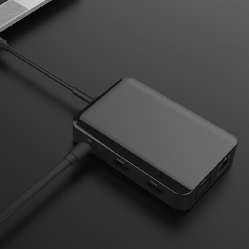 Usb hub 9 em 1 multi-port usb c dupla rj45 hdmi adaptador 3.5 vga pd de áudio estação de carregamento doca para pc