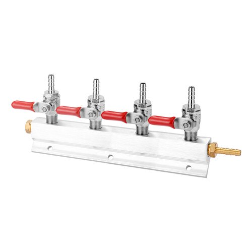 CO2 Gases Distribution Block Manifold w/ 7mm Hose Barbs Wine Making Tools Draft Beer Dispense Device 5 Optional Fine Durability: 4-Way