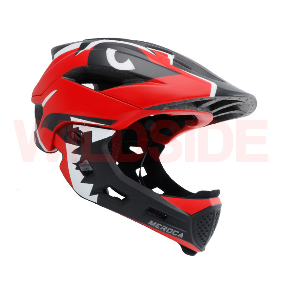 Kids Cycling Helmet Full Face Detachable Chin rest MTB BMX Downhill bike Balance Helmet Casco Ciclismo Capacete: Red
