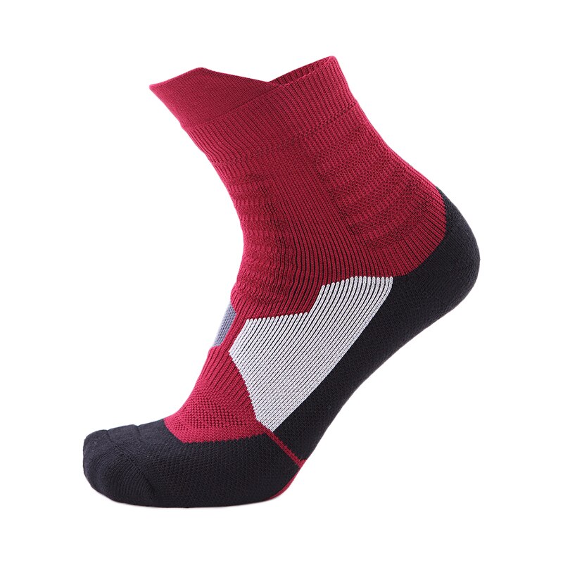 Men Women Sports Socks Breathable Running Fitness Basketball Cycling Compression Elastics Sport Sock for Adult: WZ071-Dark Red