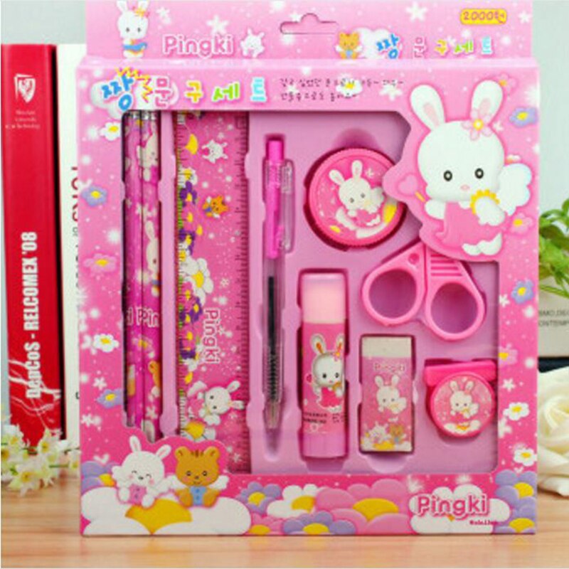 1 set of mathematical drawing set portable stationery box painting supplies 9 sets of office and learning tools