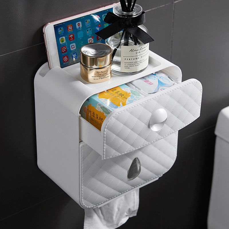 Soporte de rollo de papel higiénico impermeable soporte de toalla montado en la pared Wc rollo de papel soporte caja de almacenamiento de tubo accesorios de baño