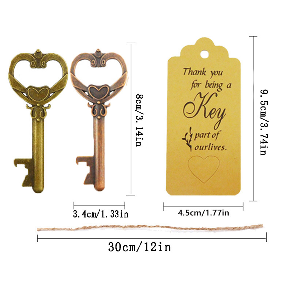1PC Retro Key Shaped Bottle Opener Wine Keychain Souvenir Card Label Pendant Beer Opener Wedding Party Kitchen Accessories