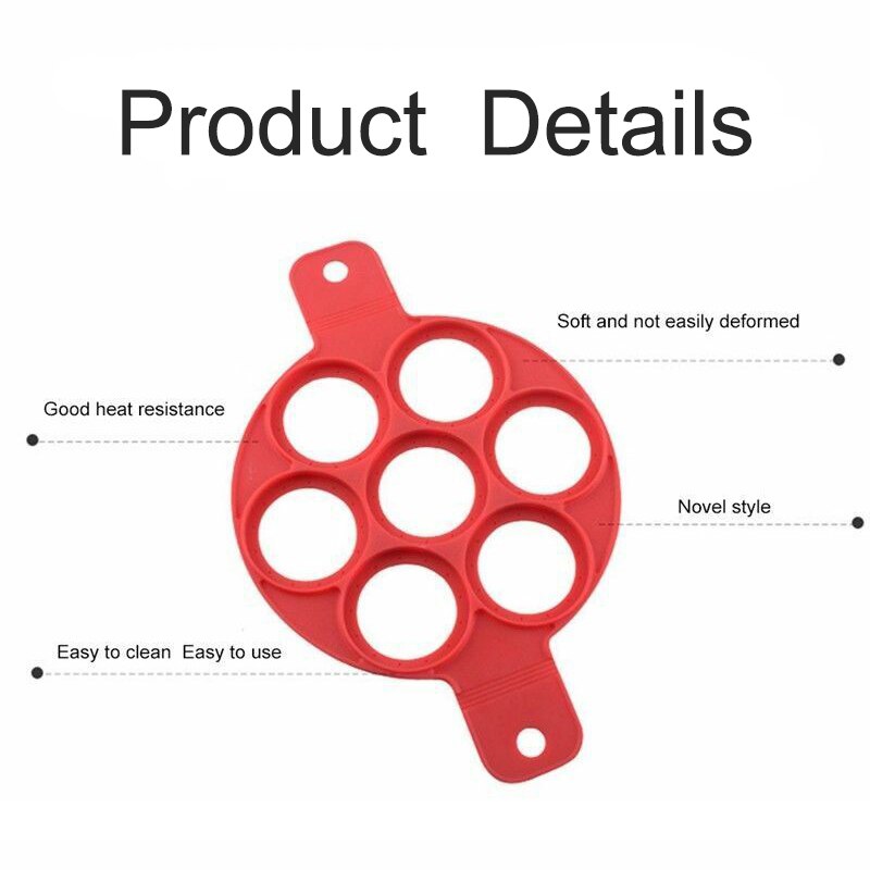 7 In 1 Siliconen Gebakken Ei Mold Pancake Pan Gebakken Ei Pannenkoek Maker Anti-aanbak Koken Tool Pancake Mold Egg Pan non-Stick Kookgerei