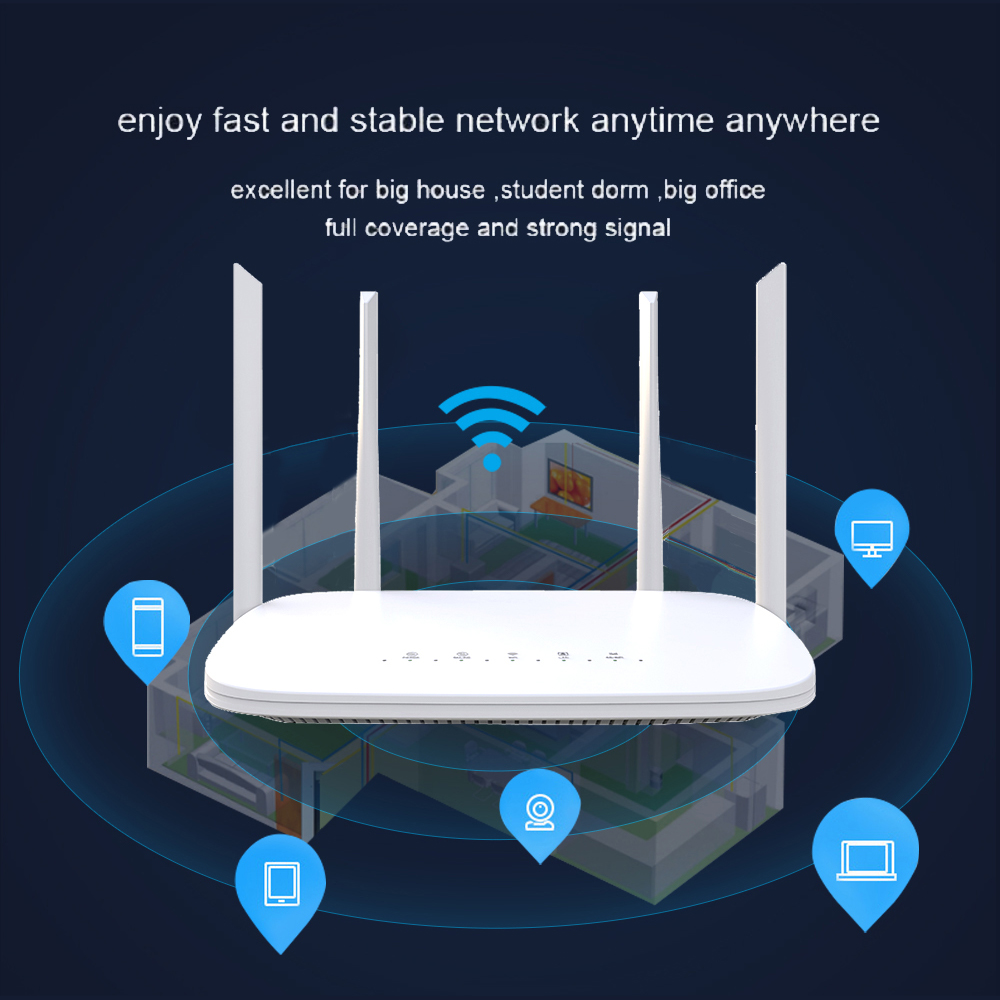 Tianjie 4g router lte z modemem wi-fi, 4 rj45 portami o dużej prędkości, czterema zewnętrznymi antenami 5 dbi i gniazdem na kartę sim, funkcja plug and play.