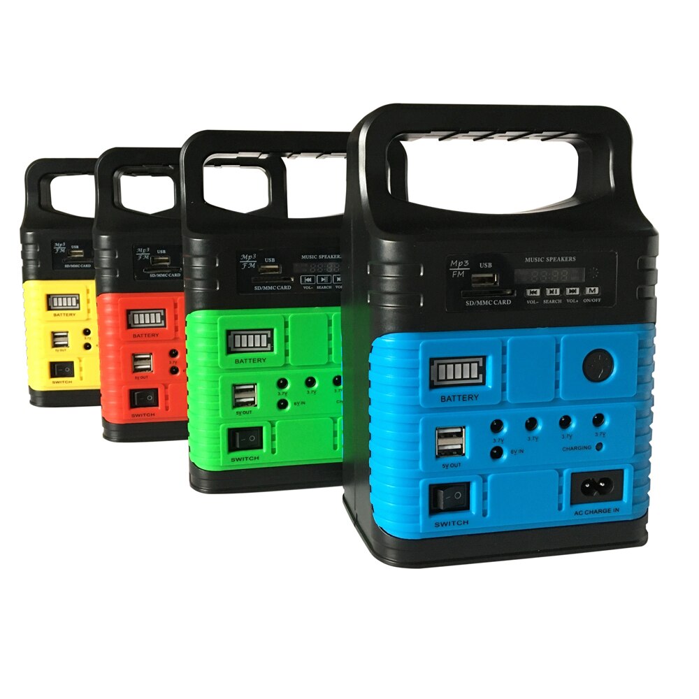 Portable Solar Generator Outdoor Camping Illumination System BT MP3 Radio Polycrystalline Solar-panel with 3pcs LED Lights