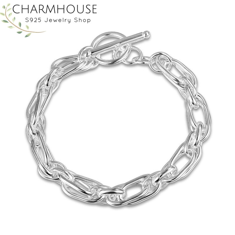 CharmHouse-Bracelet à chaîne à maillons en argent 925 Bracelets pour femme, accessoires Bijoux, , idée