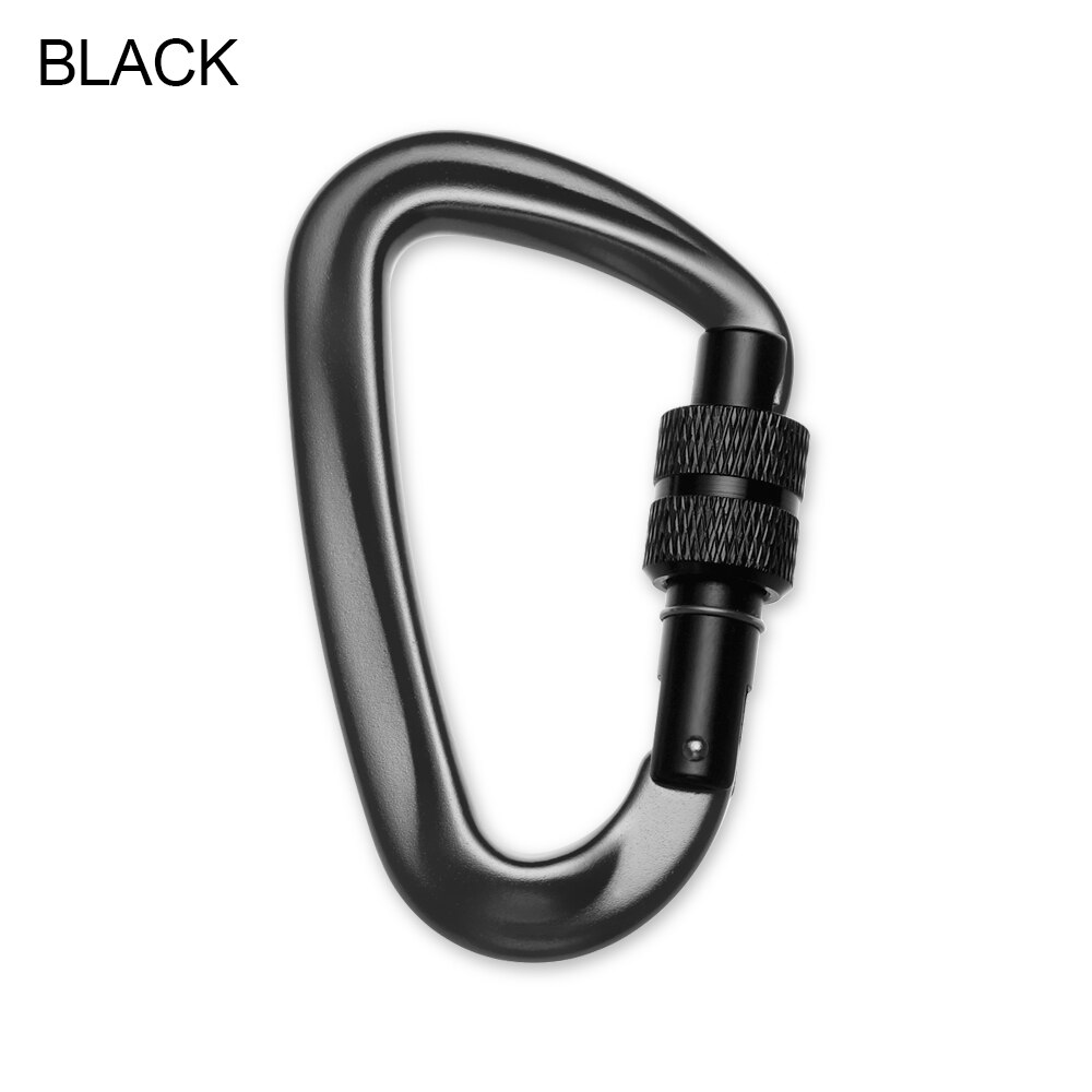 Mousqueton d&#39;escalade en forme de D 12KN, avec tirette, verrou de sécurité, accessoires d&#39;escalade en plein air: Style1 black