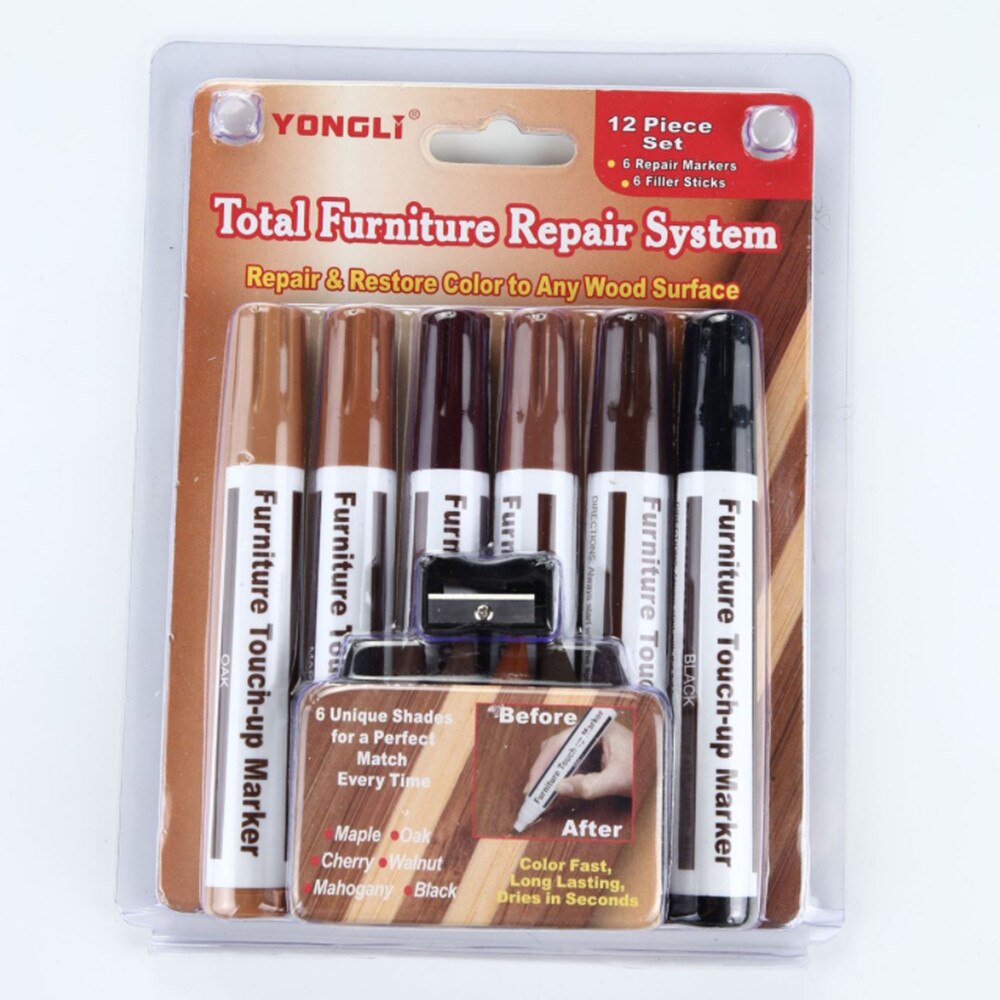 21 Pcs Furniture Repair Pen Crayons Floor Pen Scratch Filler Paint Remover for Wooden Cabinet Floor Table Chairs Markers Pens