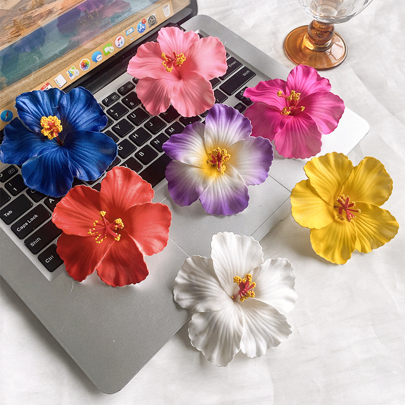 Fermaglio per capelli fiore colorato hawaiano per donne Ragazze Romantico fiore bohéaspetto clip per frangia laterale Fermagli per capelli a becco d'anatra Accessori per capelli