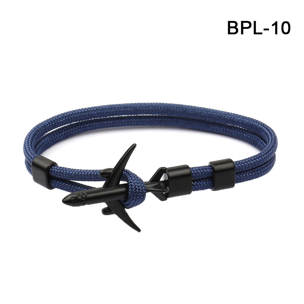 Airplane Anchor Bracelet Men Polyester Wrist Rope Bracelet Sport Jewelry BMF88: bpl-10
