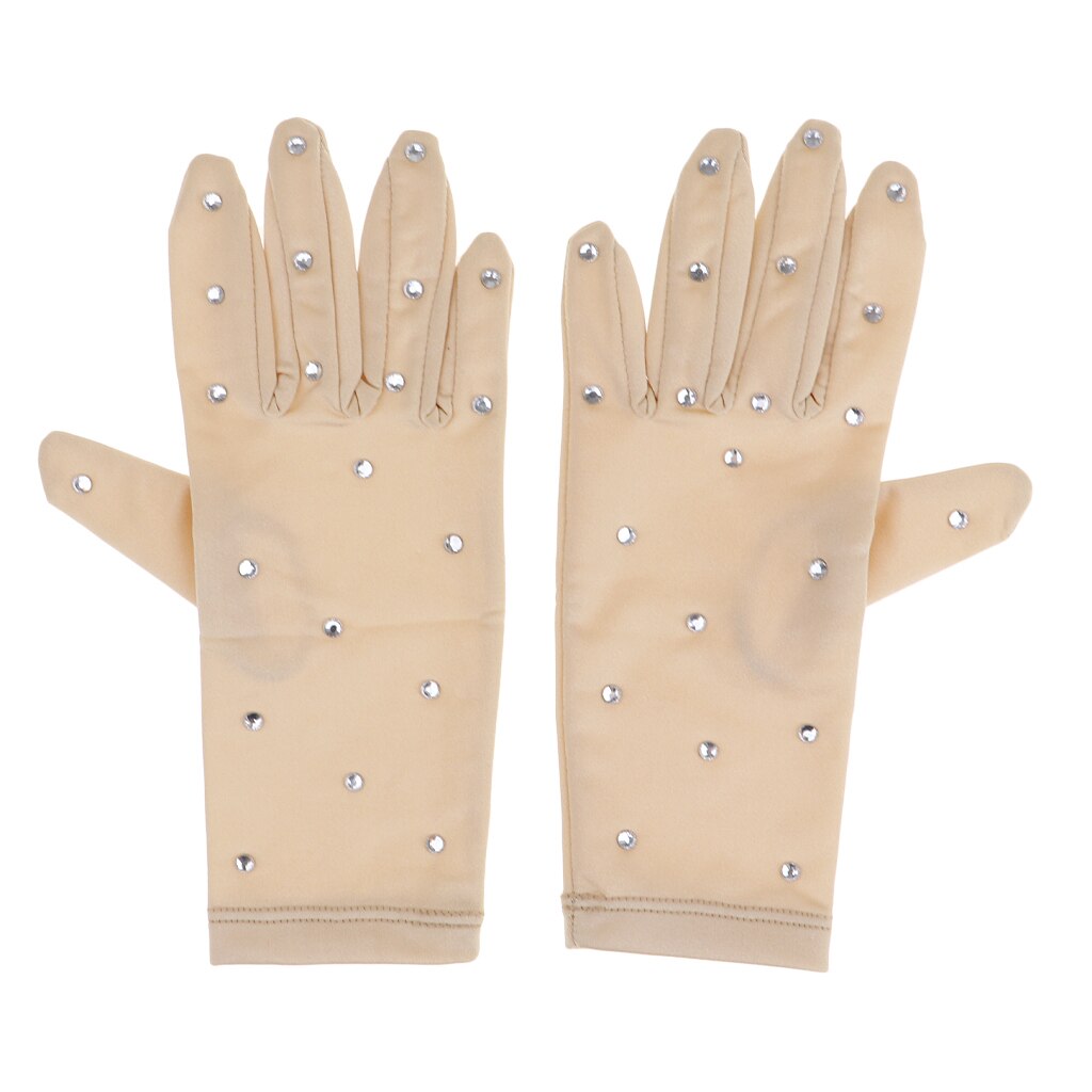 Guantes de patinar con diamantes de imitación, figuras de mujer, para competición y