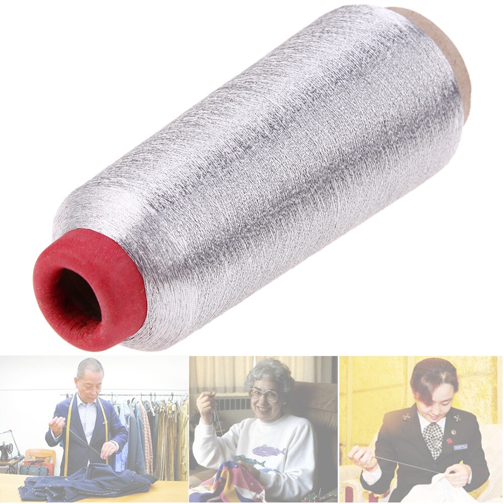 Hilo de coser de punto de cruz para ordenador, dorado/plateado, línea bordada, textil, hilo metálico