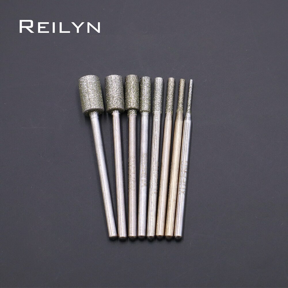 10Pcs Cilinder 2.35mmx 1-6Mm 150 # Diamant Slijpen Burr Jade Metalen Tanden Nagels Polijsten diamant Slijpen Punt