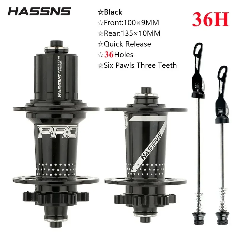 HASSNS PRO7 MTB 36H Hub 32 36 Holes Bearing Bike Freehub Rear Hub Quick Release 32H Four Palin 7 8 9 10 11 12 Speed 6 Pawl Hubs: green
