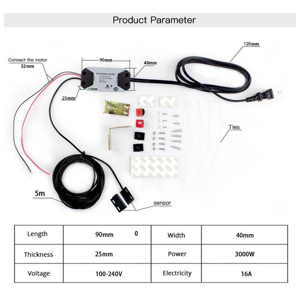 Deur WiFi Draadloze APP Schakelaar Afstandsbediening Graffiti Smart Garage Controller Opener EU Plug