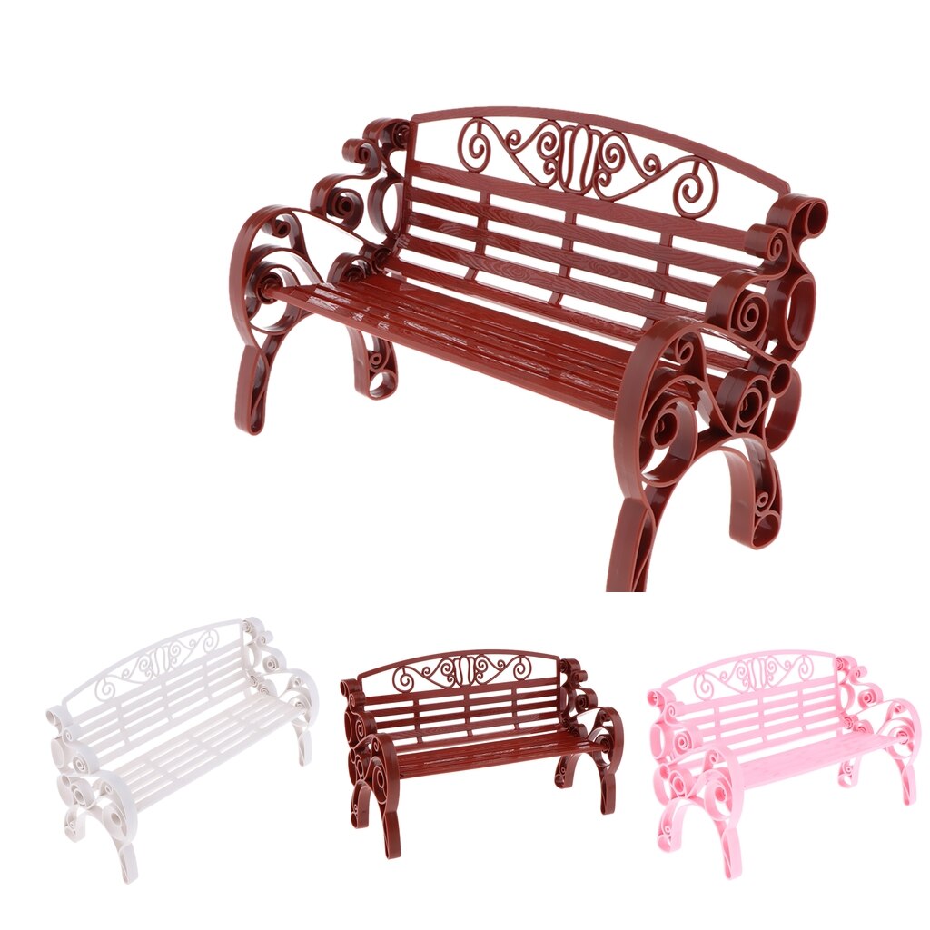 Dollhouse Miniature Furniture Garden Park Bench, 1:6 Scale Dollhouse Furnishings