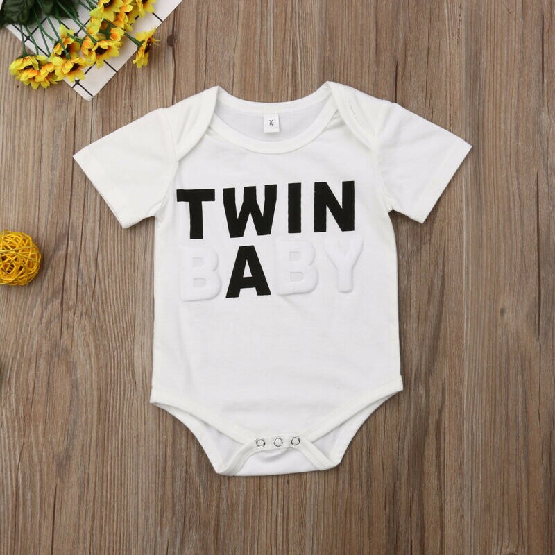 TWIN BABY Letter Pattern bebé niños niñas ropa mono manga corta Playsuit verano trajes traje de sol 0-18M
